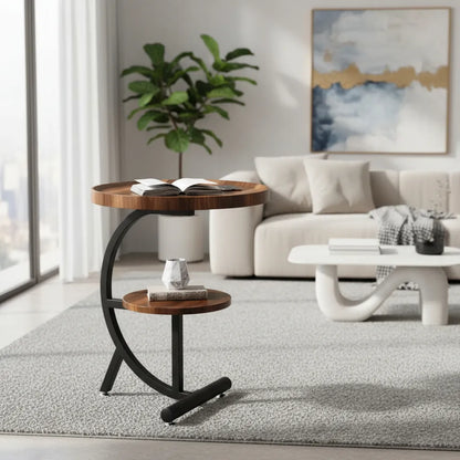 Mesa De Centro Auxiliar Multifuncional Redonda 2 Niveles