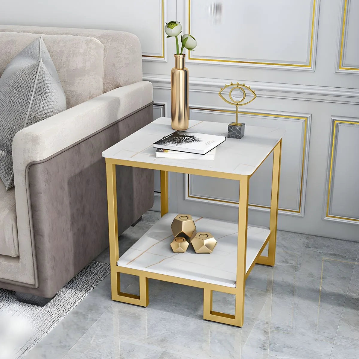 Mesa De Centro Auxiliar Multifuncional Rectangular 2 Niveles