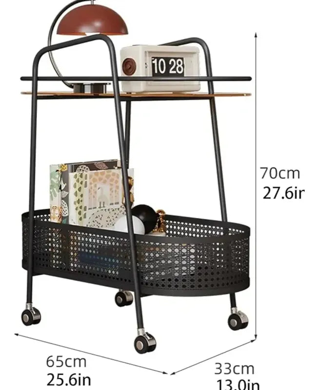 Mesa Auxiliar Con Cesta De Almacenamiento 2 Niveles