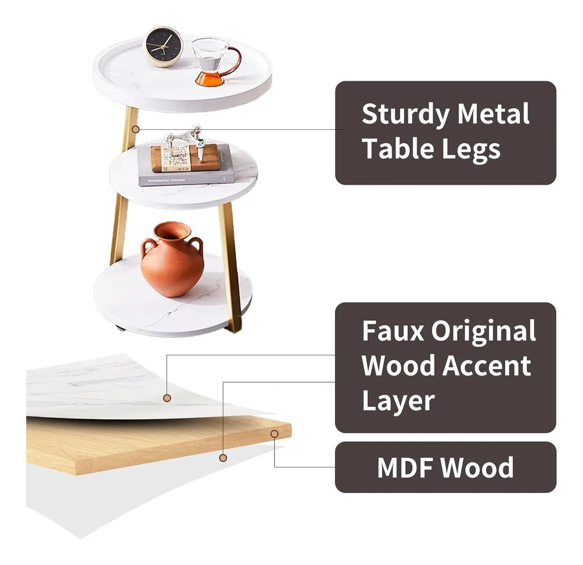 Mesa De Centro Multifuncional Redonda 3 Niveles