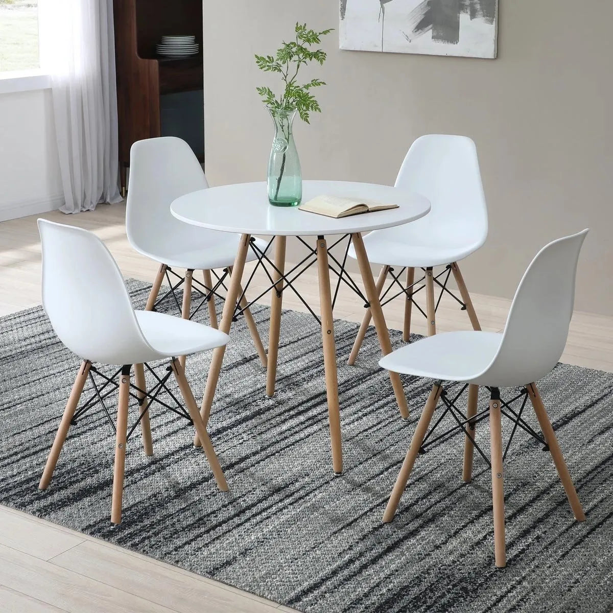 Silla De Comedor Eames Eiffel Botonê Patas De Madera X2