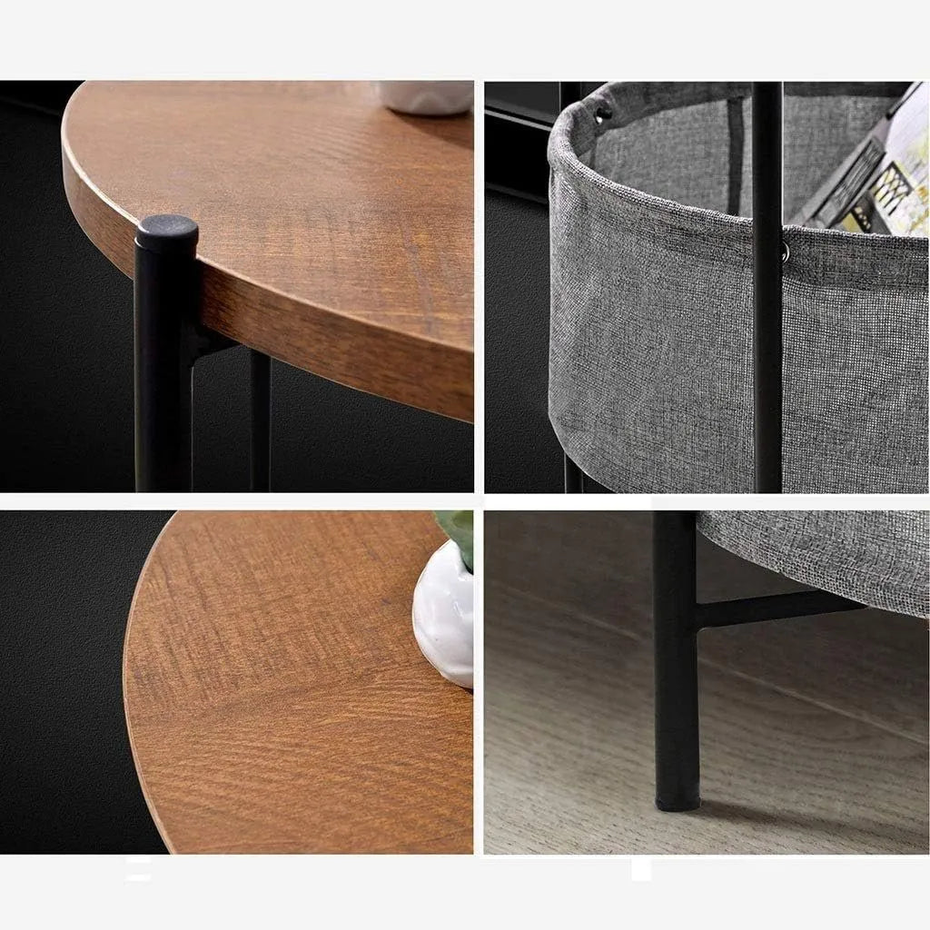 Mesa De Centro Auxiliar Multifuncional Redonda 2 Niveles