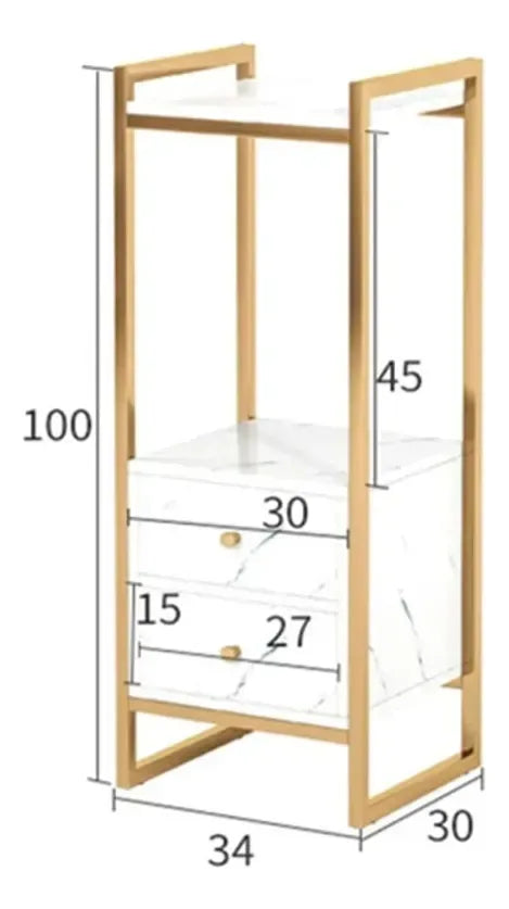 Mesa Auxiliar Multifuncional 2 Niveles Acabado Marmolizado