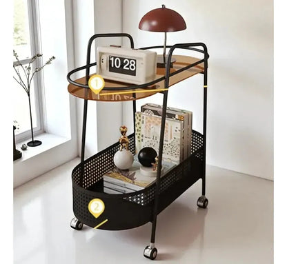 Mesa Auxiliar Con Cesta De Almacenamiento 2 Niveles