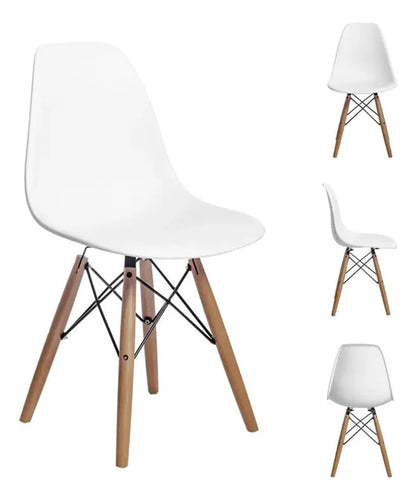 Silla De Comedor Eames Eiffel Botonê Patas De Madera X2
