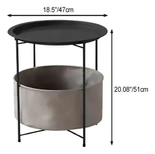 Mesa Auxiliar Con Cesta De Almacenamiento De Tela