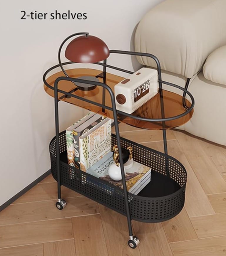 Mesa Auxiliar Con Cesta De Almacenamiento 2 Niveles