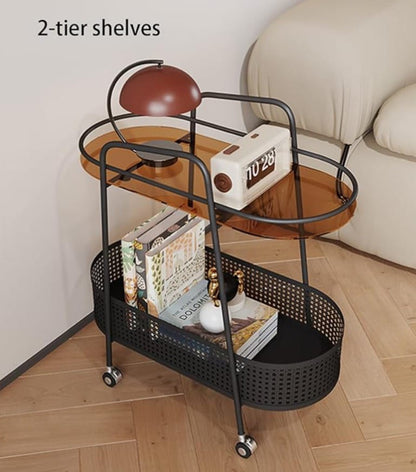 Mesa Auxiliar Con Cesta De Almacenamiento 2 Niveles